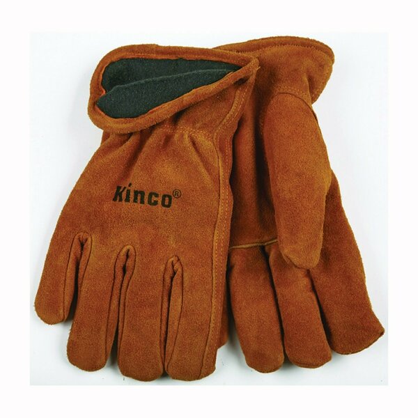 Kinco Men's Lined Suede Cowhide Leather Gloves, Heat Keep Thermal Lining, Medium, Golden 50RL-M